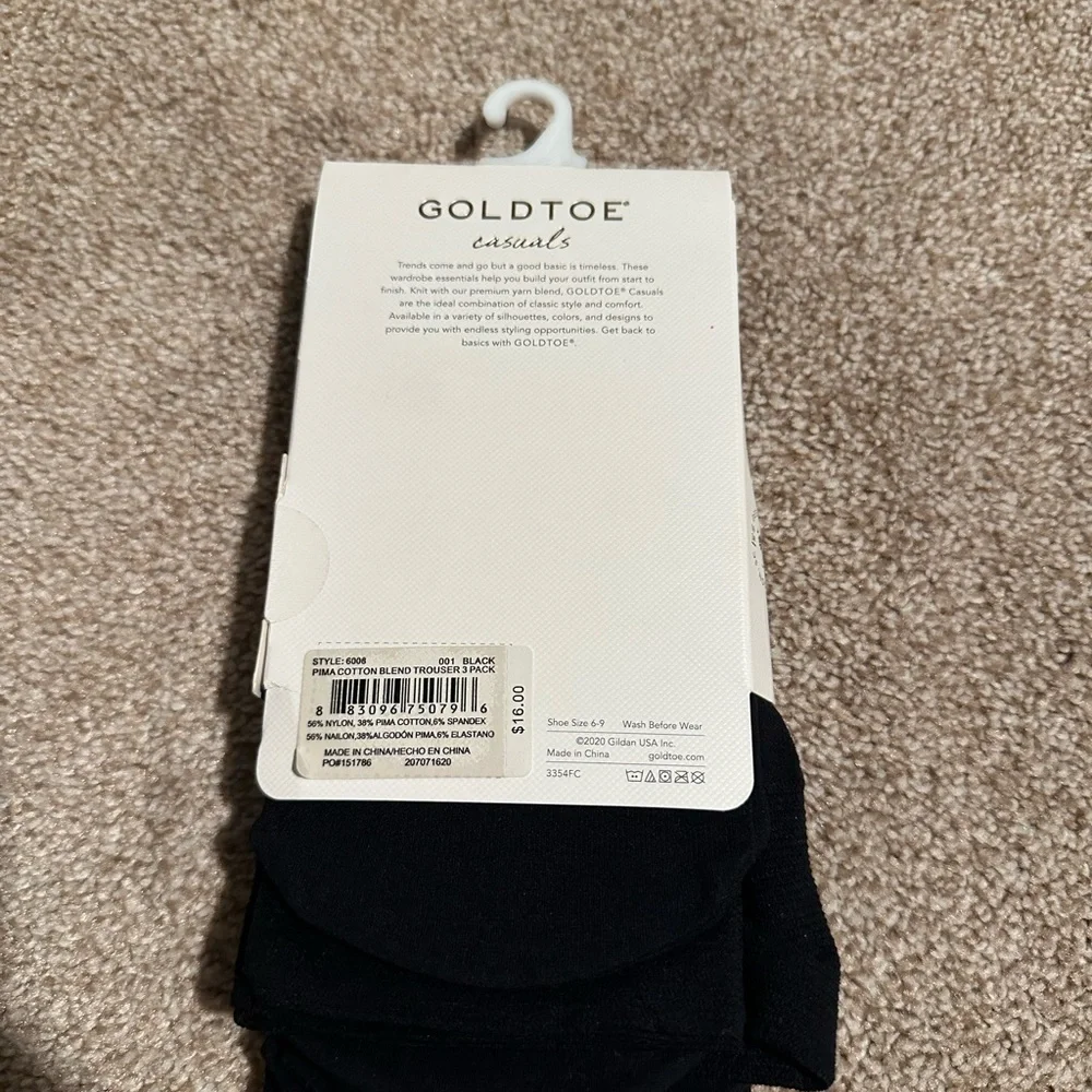 NWT Goldtoe Casuals 3 Pack Trouser Socks- Black
